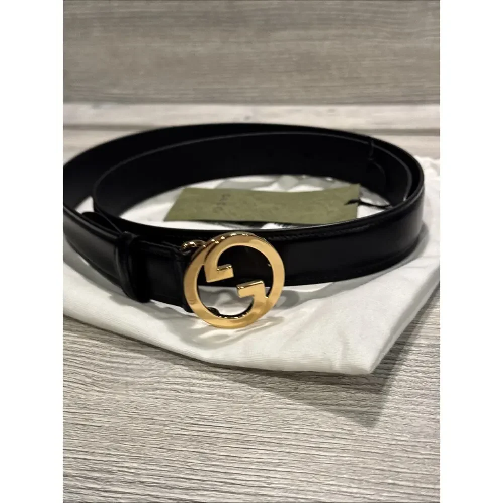 GUCCI Blondie Interlocking G leather belt Black Gold 95 / 38 - Picture 2 of 8